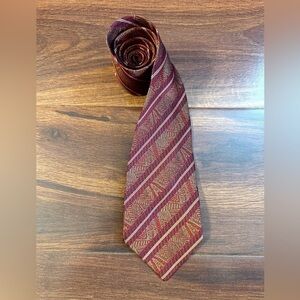 MISSONI Cravatte 100% Silk Red Striped Jacquard Repp Tie Made In Italy